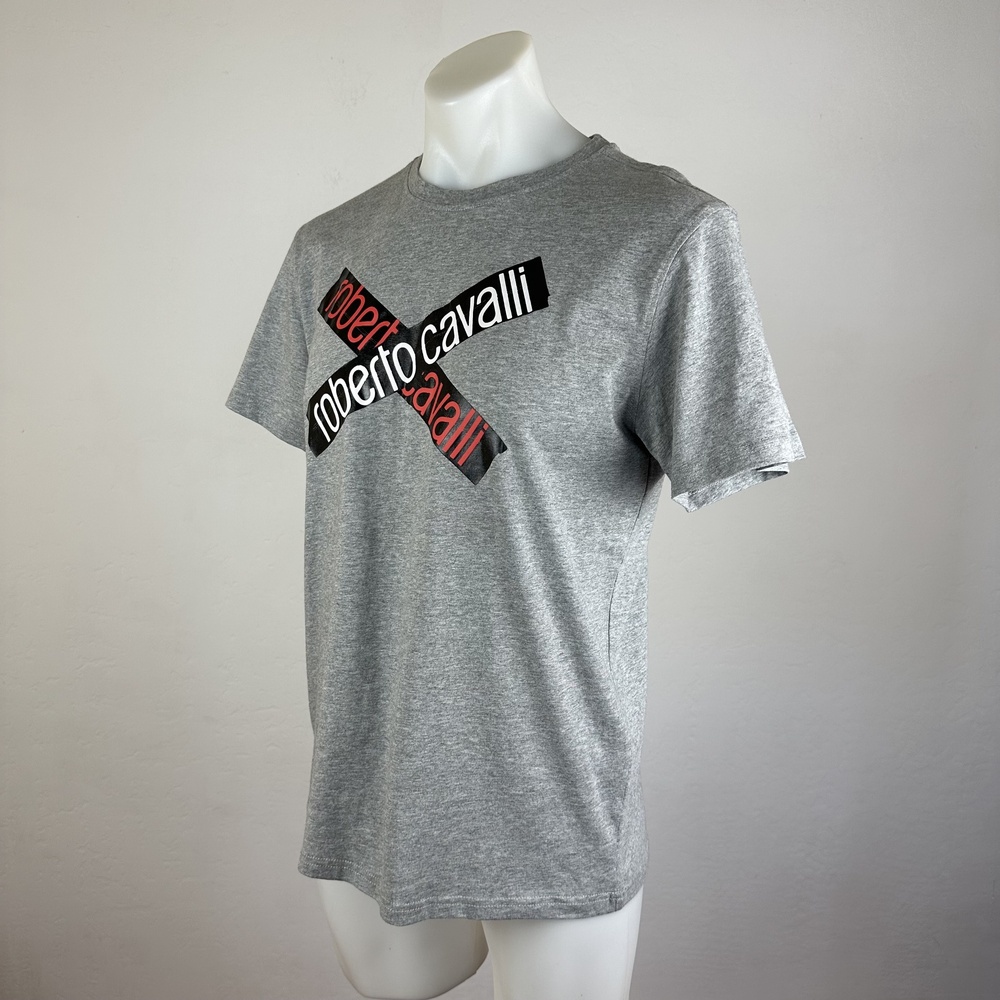 NWT Roberto Cavalli Railroad Crossing Logo Graphic Tee Size Large - Picture 4 of 8
